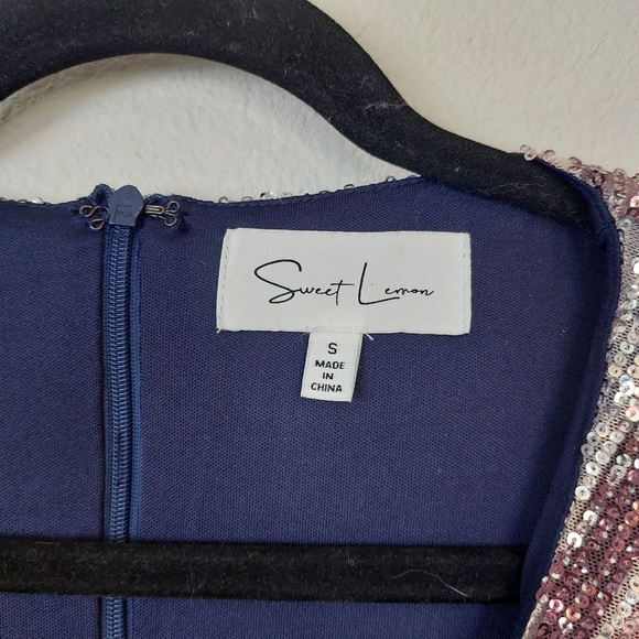 Sweet Lemon Perfect Party Stripe‎ Sequin Wrap Dress Size Small - Picture 5 of 10